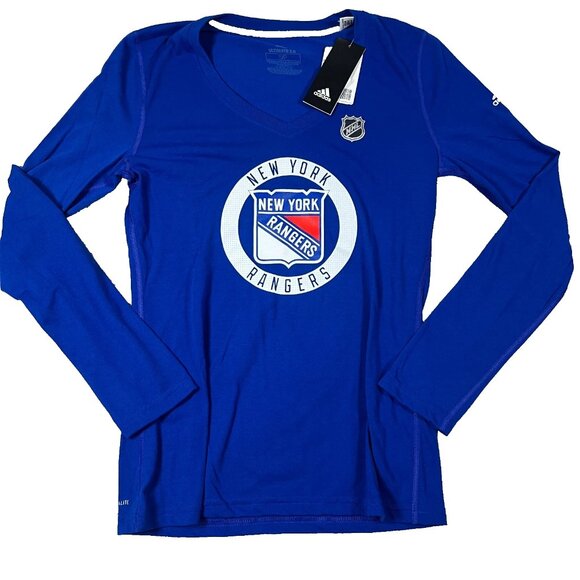 adidas Tops - Adidas Womens S Blue New York Rangers NHL Hockey Ultimate 2 Long Sleeve Tee‎ NWT